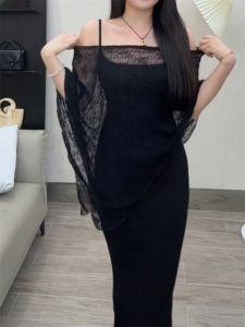 ชุดเดรสเกาะอกลายดอกไม้ลำลองสำหรับผู้หญิงไซส์ใหญ่ สไตล์วัยรุ่นฤดูร้อน 2024 ชุดสองชิ้น ชุดทำงานสไตล์เกาหลี