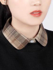 Casual ตารางสีปลอมเนคไทผู้หญิง Multi-Functional ฤดูใบไม้ผลิเสื้อกันหนาวชุดชั้นใน COLLAR Protector คอปากมดลูก Tie