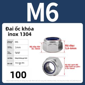 BAIRUITE | Đai Ốc Lục Giác Gài Inox 304 M3 M4 M5 M6 M8