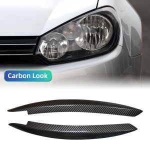 For VW Golf 6 MK6 2008 2009 2010 2011 2012 2pcs Evil Eye Headlight Eyelids Head Light Lamp Eyebrow Cover Trim