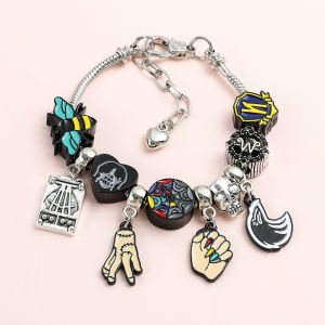 Wednesday Addams Bracelet Rainbow Window Beads Bracelets Pet Hand Thing Pendant Bangle Gothic Jewelry for Women Accessories Gift