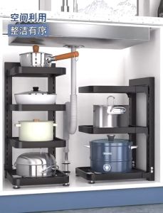 Kitchen stainless steel shelf storage rack stand 2/3/4 layer pot rack storage shelf household