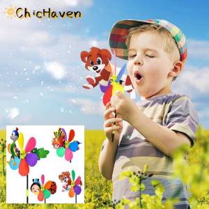 ChicHaven กังหันลมสามมิติสำหรับเด็กของเล่นตกแต่งสวนรูปผึ้งหกสี
