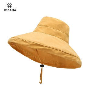HOZADA Womens Sun Cap Peach-Skin Beach Hat Foldable Sun-proof Hat Casual Sun Hats Portable Fisherman Cap Large Brim Cap Sun Protection Cap UV Protection Hats for Summer Outdoor Travel