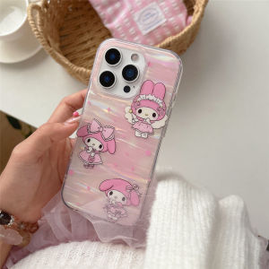 เคสโทรศัพท์ปลอมสาวน่ารักสไตล์เกาหลี ลายดาว ลาย Melody สำหรับ iPhone 16 pro Max Apple 15 pro รุ่นใหม่ 14 pro ป้องกันการตกหล่นแบบด้านสองชั้น
