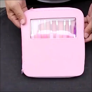 10pcs Ergonomic Grip Crochet Hook Set with Pink Case Knitting Needles 2.5mm-6mm