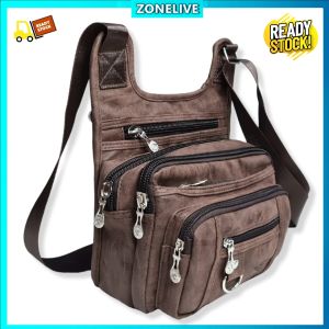 SEAZONN* Mens Sling Bag Crossbody Bag Messenger Bag Beg Outdoor Waterproof Beg Silang Tepi Lelaki Ready stock Beg Murah BERKUALITI PREMIUM LEATHER SLING BAG BEG BERNIAGA BANYAK ZIP POCKET TAHAN GUNA KALIS AIR
