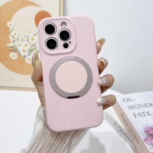 Liquidsilicone Stand Case for  15Promax 16Magnetic Absorption 360 Rotation Holder 14Pro Full Protection Matte Finish Anti Slip Female