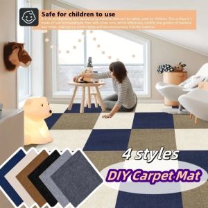 DIY Carpet Mat Office Floor Mat Dirt-resistant Square Area Rug With Adhesive Stickers Washable