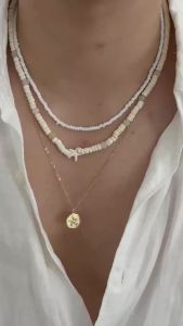 Ingemark 3Pcs/Set Vintage Coconut Husk Rice Beads Choker Necklace for Men Punk Gold Color Rounds Metal Pendant Chain Jewelry New