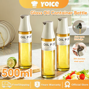 Yoice 500ML Glass Oil Container Bottle Automatic Opening Oil Pot Condiments Organizer Bottle Kitchen Oil Dispenser Bottle Glass Seasoning Oil Pot