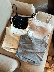 GUZILIAN | Pure Desire High-End Polka Dot Print Halter Vest Womens Summer Short Top With Chest Pad Outerwear Korean Style Commute Wind