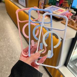 Transparent Acrylic For Magsafe Magnetic Soft Frame Phone Case For iPhone 17 Pro Max 16 15 14 13 12 11 Shockproof Cover