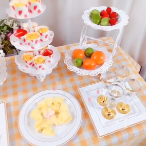 2-Tier Cake Dessert Display Stand Cupcake Pastry Cookie Tray Wedding Birthday Party Display Rack