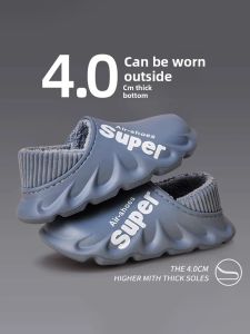 MONLEYTA | Mens Cotton Slippers Thick Bottom Anti-Slip Waterproof Indoor Outdoor Wearable Home Comfortable Breathable Casual Shoes