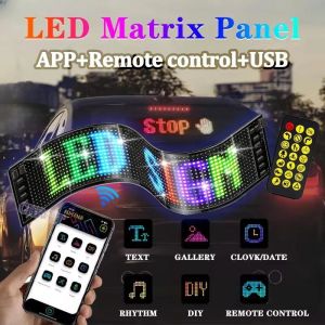 Car LED Sign LED Matrix Pixel Panel Multilingual Scrolling Bright Advertising LED Signs Flexible Screen USB 5V LED Bluetooth App Car Sign Display Light