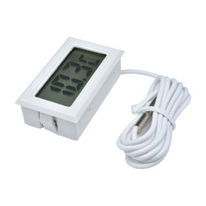 เครื่องวัดอุณหภูมิและความชื้นดิจิตอลขนาดเล็กแบบฝังในบ้าน รุ่น FY-10 สายริบบิ้นสีขาว ไม่มีแบตเตอรี่