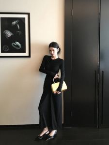 Casual Long Sleeve Floral Embossed Pleated Wrap around Skirt Dress Elegant Autumn New Style VKSOd Womens Fashion Dress