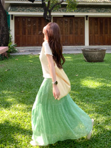 Green Floral High Volume Summer Dress