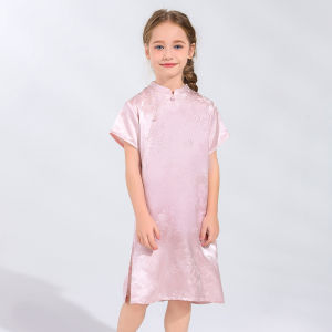 Silk Cheongsam Childrens New Chinese Style Reformed Cheongsam Thin Tang Suit  Silk Girls Hanfu Summer Lightweight