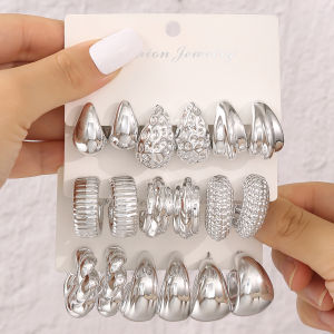 Fashion Punk CCB Geometric Hoop Earrings Featuring Water Drop C-shape Triangular Design Elegant Womens Daily Wear Dating Party