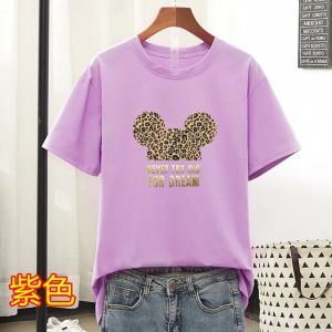 Gold Letter Grapic Leopard T-shirts Women Summer Loose Harajuku Female Black White T Shirt New Casual Womens Clothing Korean