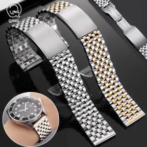 20/22mm Waterproof Folding Buckle WatchStrap Stainless Steel Watchband for Seiko for Rolex for Omega Business Bracelet Wristbelt
