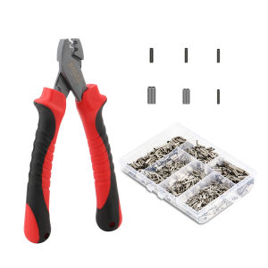 Booms Fishing CP2 Fishing Crimping Pliers with 300Pcs/set for Single & Double 6 Size Fishing Line Barrel Crimping Sleeves Tools