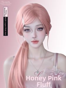 Pink Natural Lolita High-layered Long Straight Hair Wig