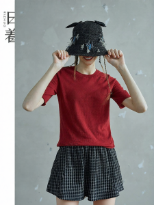 Loose Elegant Perforated Cotton Short Sleeve T-Shirt