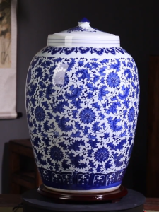 Ceramic Rice Barrel Moisture Proof Insect Resistant Sealed Container 5kg 10kg Capacity Kitchen Storage Jar