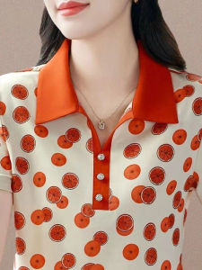 QIAOXIZI | Fashionable Slimming Short Sleeve T-shirt for Middle-aged Women