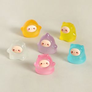 12PCS Random 6 Colors Glow in Dark Mini Fairy Resin Charms Purple Pink Blue Yellow Translucent Flatback DIY Decor