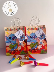 (Ready stock from Selangor) Wonderparties school kids birthday goodies bag Lil0&StItch/souvenirs/Goodies beg customized name card/kid birthday goodies bag 儿童生日伴手礼
