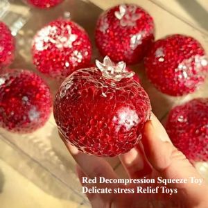 Creative Decompression Toy Explosion Beads Red Pomegranate Anti-stress Squeeze Ball Toy Slow Rebound Stress Reliever Squishy Toy