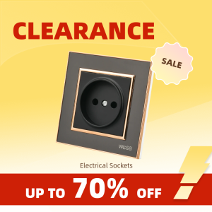 Clearance WESA EU Standard Mirror Acrylic Wall Socket Black Flame Retardant Panel Power Socket 16A Electrical Outlet No Standard