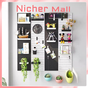 DIY Pegboard Wall Organizer DIY Wall Storage Rack without Drilling with Sticky Multi-Purpose Pegboard Hanging Shelf Kit