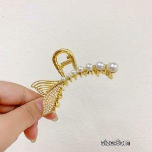 Kẹp tóc đuôi cá bằng kim loại Hàn Quốc cho nữ kẹp tóc sau đầu đính đá đính ngọc