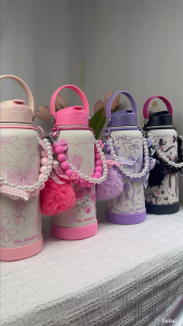 LINBAI Flask Bow Tie Paracord Handle Rope with Keychain for Wide-mouth Water Bottles Bead Strap Tumbler Accessories