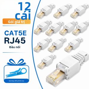 12 Cái/gói Công Cụ Cắm Mạng Ethernet RJ45 CAT5e Không Được Che Chắn Có Thể Tái Sử Dụng Phích Cắm Mô-đun Mạng Màu Trắng Không Cần Uốn Nhựa Chịu Lực Cao Cho Bộ Định Tuyến Máy Tính Camera POE