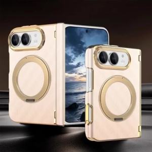 360 Rotation Kickstand Magnetic Hinge Protection Phone Case For iPhone Duo 18Fold Business Leather Shockproof Protective Cover
