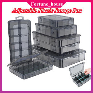 Adjustable Tool box Organizer 9-24 Grids Compartment Plastic Storage Box Black Transparent Screw Organiser Box Jewellery Organizer Container
