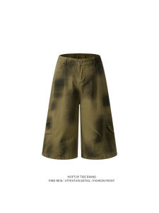 Quần Short Công Sở Phong Cách Mỹ Cổ Điển Rộng Rãi Cho Nam Mùa Hè Quần Ống Rộng Gấp Quần Ống Rộng Thời Trang