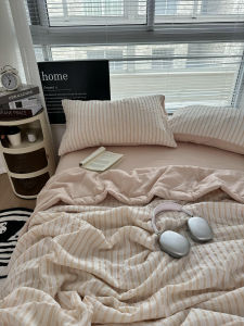 Summer Cool Green Stripe Fabric Quilt Set Four Pieces Washed Cotton Three Pieces Set Air Conditioning Quilt Sleep Aid Function