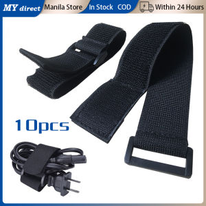 10pcs Reusable Nylon Reverse Buckle Strap Self Adhesive Loop Fastener Cable Ties Multi-Purpose