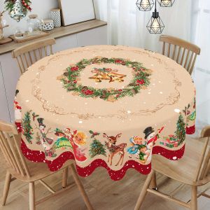 Vintage Christmas Tablecloth Snowman Princess Table Cover for Winter Holiday Navidad Dinning Table Decor Home Decoration 2025