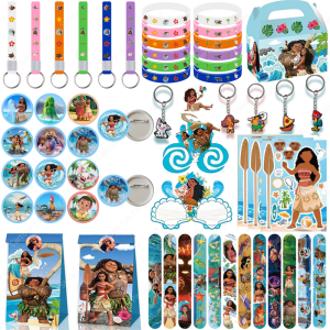 Moana 2 Birthday Party Supplies Kids Party Gift Favor Ballons Slap Bracelets Gifts Bag Stickers Keychains Candy Bags Baby Shower