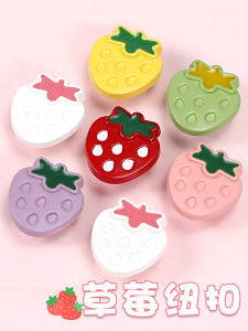 Kids Clothes Strawberry Button Sweater Cardigan Buckle Baby Baby Sweater Coat Dress Cartoon Decorative Buckle