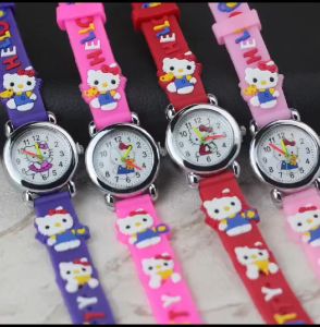 Jam tangan Fashion anak-anak bulat tali rubber analog karakter