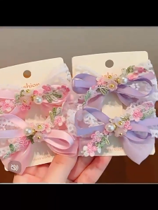 Hot Sale FunFindsS กิ๊บติดผมรูปโบว์สีมุกปักลายดอกไม้ลายการ์ตูนแฟชั่นสำหรับเด็กน่ารักเครื่องประดับผมของเด็กผู้หญิงของขวัญ